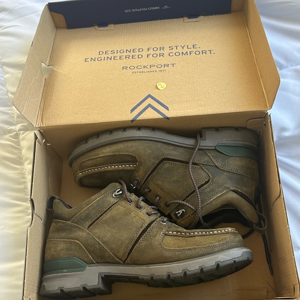 Rockport Men's Olive Brown Leather Lace-Up Hiking Boots